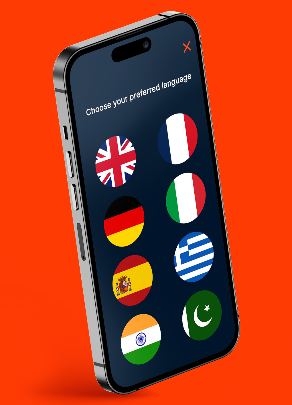 Language Selection Screen